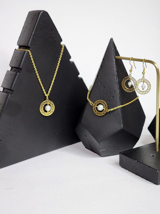 ست استیل ورساچه مرواریدی طلایی