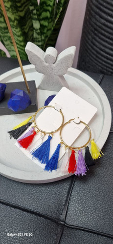 گوشواره استیل طلایی و منگوله