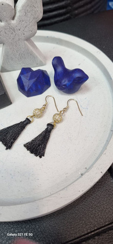 گوشواره گوی سوارسکی طلایی و منگوله