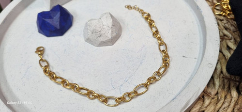 دستبند استیل طلایی بیضی