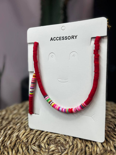 ست دخترانه گردنبند و دستبند فیمو قرمز