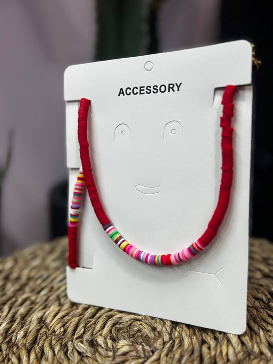 ست دخترانه گردنبند و دستبند فیمو قرمز