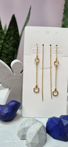 گوشواره بخیه استیل طلایی