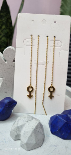 گوشواره بخیه استیل طلایی