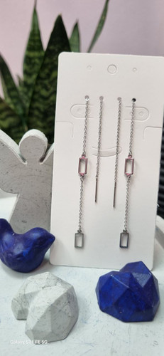 گوشواره بخیه استیل نقره ای