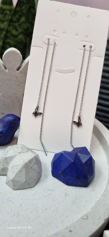گوشواره بخیه استیل نقره ای