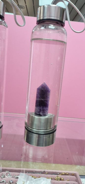 قمقمه سنگ طبیعی امیتیس بدنه کریستال و استیل