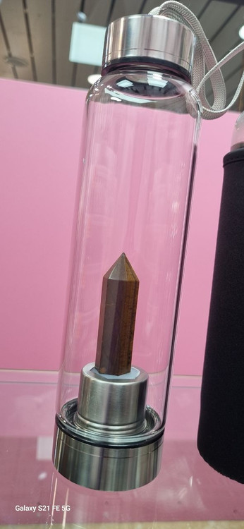 قمقمه سنگ طبیعی چشم ببر بدنه کریستال و استیل