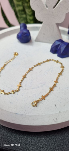 پابند طلایی استیل رنگ ثابت صلیب