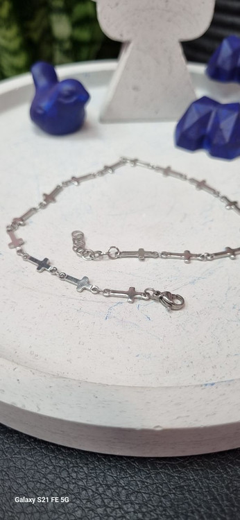 پابند نقره ای استیل رنگ ثابت صلیب