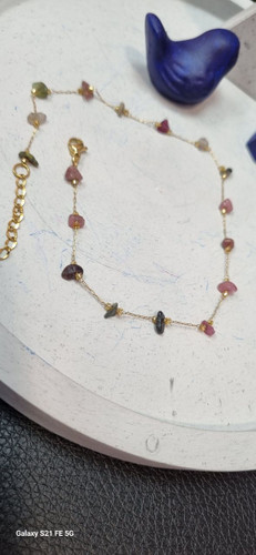 پابند استیل طلایی با سنگ طبیعی تورمالین