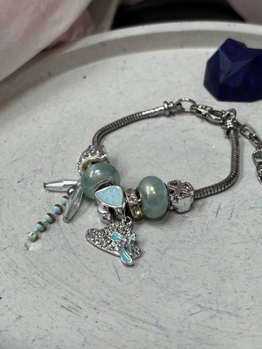 دستبند استیل نقره ای پاندورا آویز دار