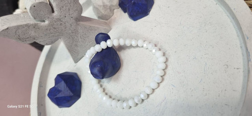 دستبند سنگ کریستال سفید کشی