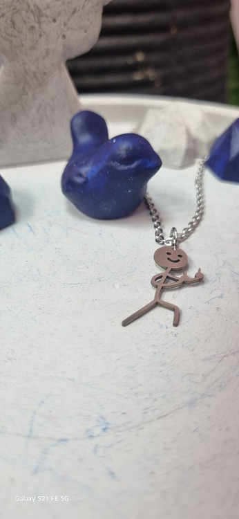 گردنبند استیل نقره ای فیگور فاک پسر