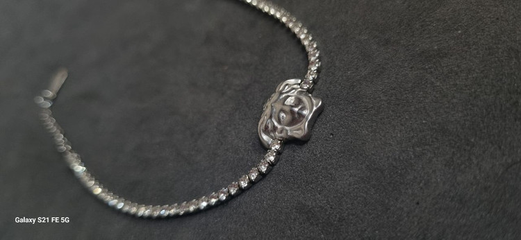 دستبند نقره ای ورساچ تنیسی نگین دار استیل رنگ ثابت