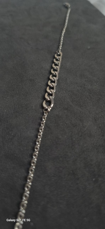 دستبند نقره ای استیل کارتیر و زنجیر دیپلمات