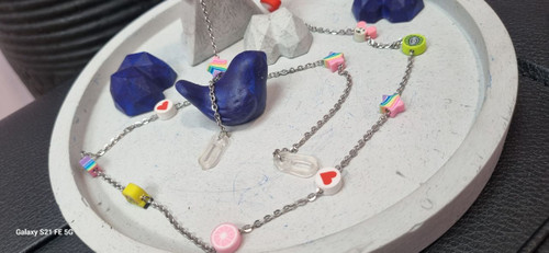 بند عینک زنجیر و فیمو استیل رنگ ثابت