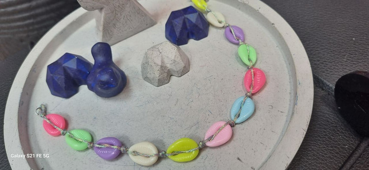 پابند بافت صدف رنگی با بند لمه