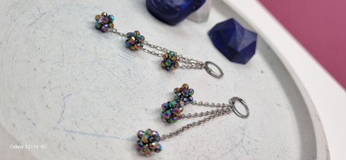 گوشواره استیل اویز گوی کریستال