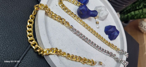 بند عینک زنجیر نقره ای و طلایی