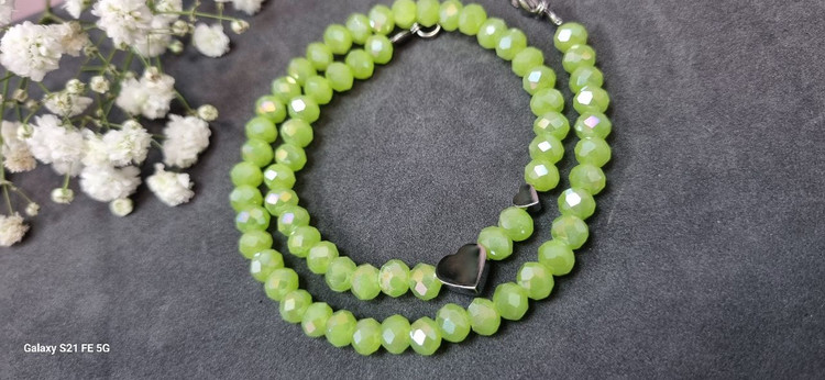 دستبند کریستال با پلاک سه بعدی استیل