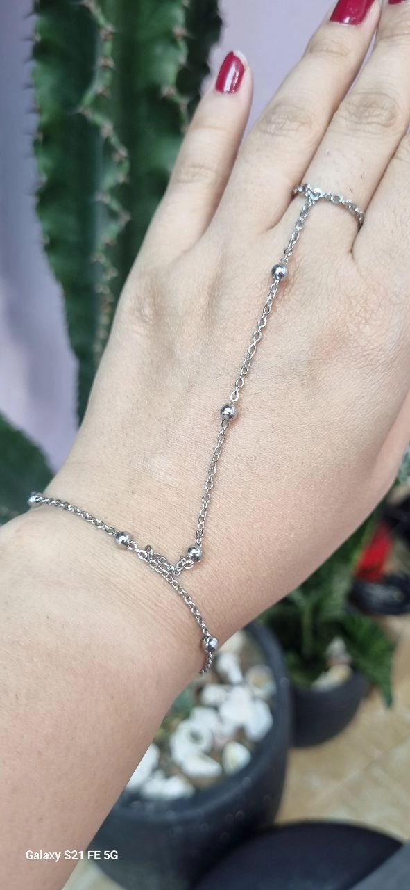 دستبند تمیمه استیل نقره ای