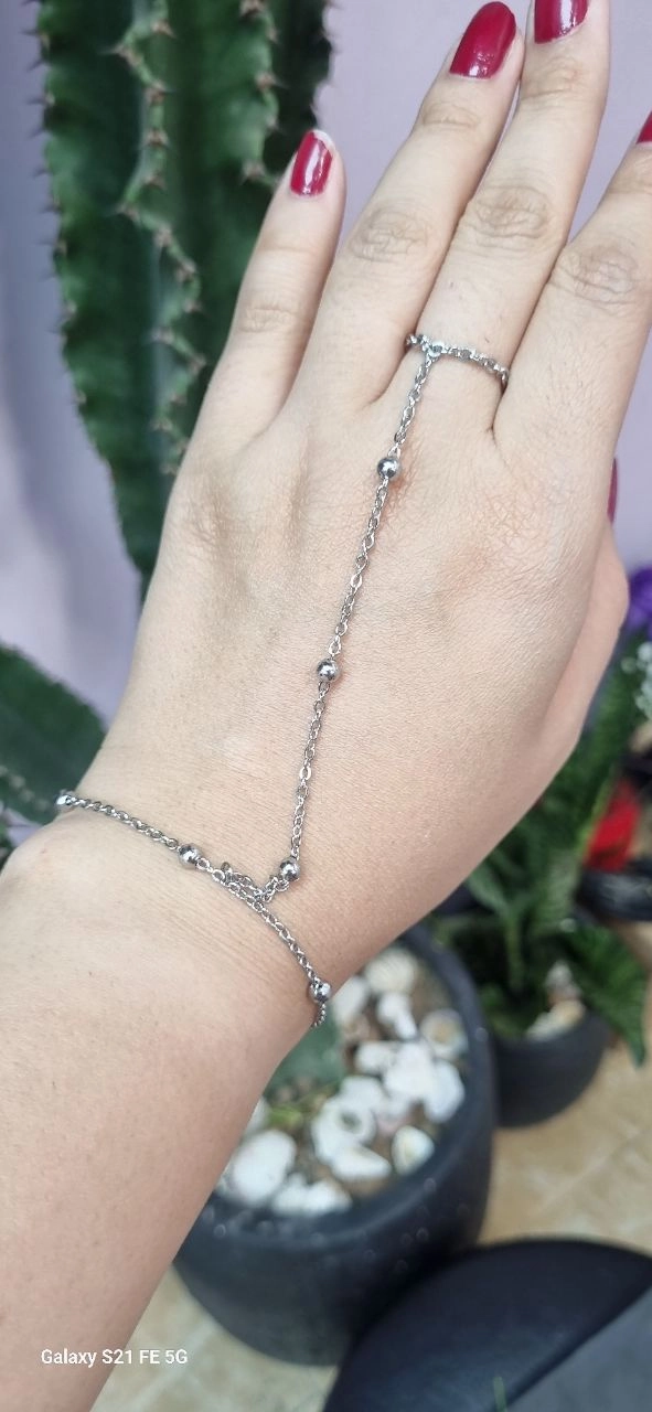 دستبند تمیمه استیل نقره ای