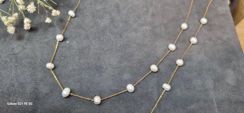 نیم ست استیل مروارید پرورشی درجه یک