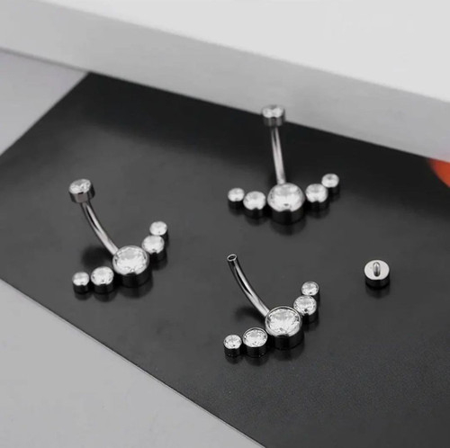 پرسینگ ناف نگین دار آبکاری نقره اروپایی