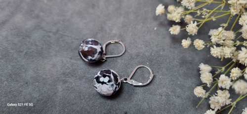 گوشواره استیل نقره ای سنگ طبیعی سپتارین