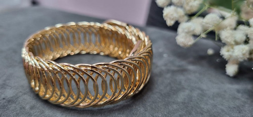 دستبند بنگل استیل ابکاری طلا طلایی وارداتی