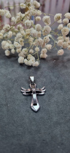 گردنبند صلیب استیل نقره ای