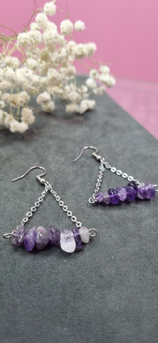 گوشواره استیل آویز سنگ طبیعی امیتیس