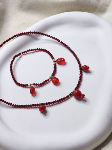 ست گردنبند و دستبند استیل یلدایی