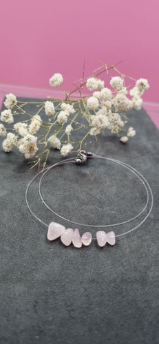 گردنبند نامرئی سنگ رز کوارتز