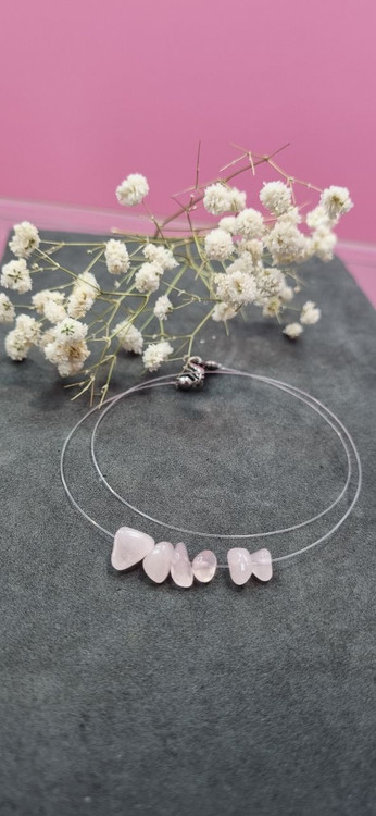 گردنبند نامرئی سنگ رز کوارتز