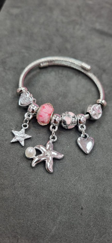 دستبند استیل نقره ای پاندورا آویز دار