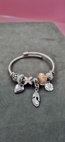 دستبند استیل نقره ای پاندورا آویز دار