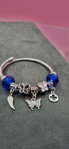 دستبند استیل نقره ای پاندورا آویز دار