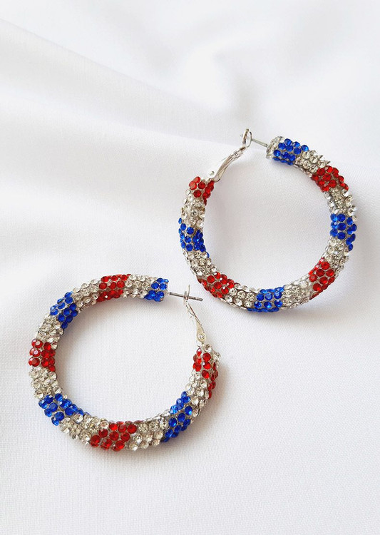 گوشواره حلقه ای رنگی سوارسکی نگین دار