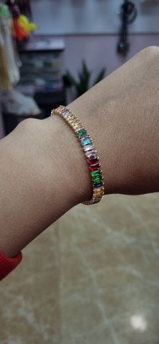 دستبند تنیسی نگین دار هفت رنگ