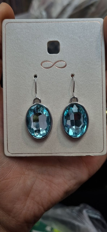 گوشواره استیل اویز نگین آبی