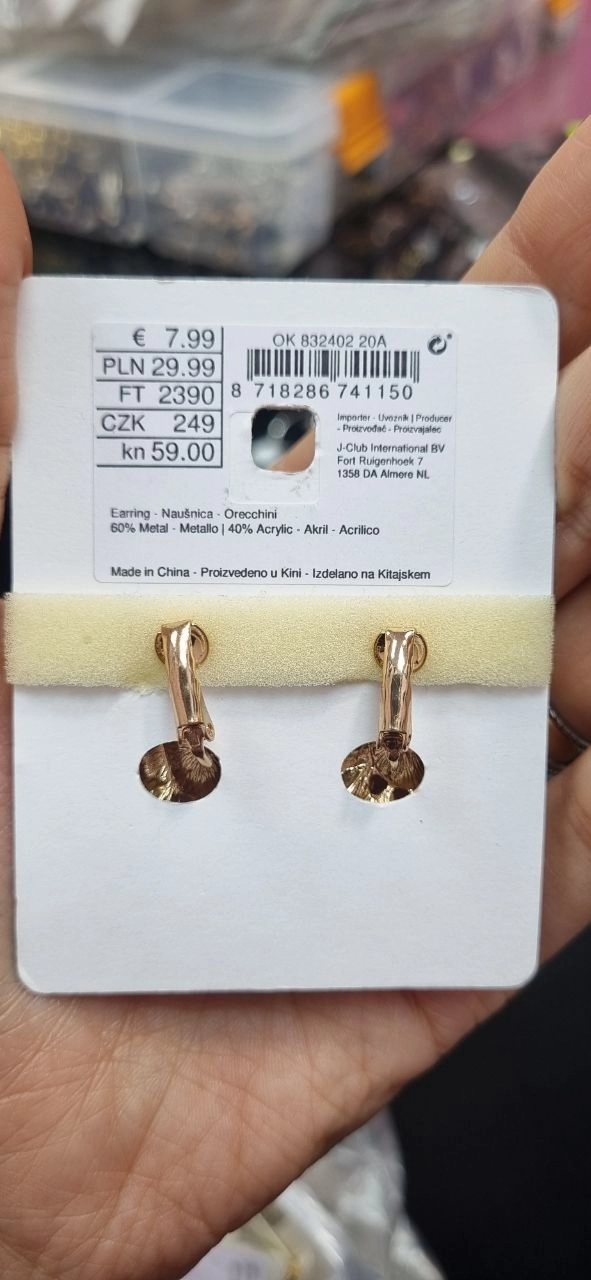 گوشواره فیک استیل نگین دار جواهری