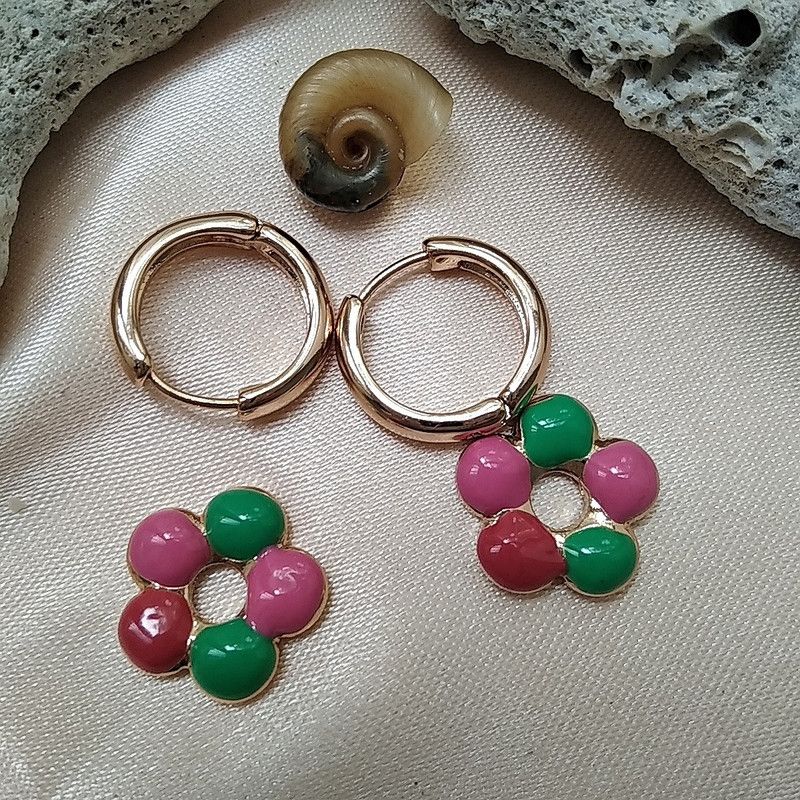 گوشواره استیل حلقه ای گل