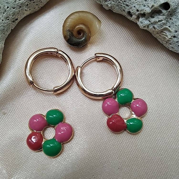 گوشواره استیل حلقه ای گل