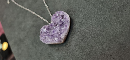 گردنبند استیل با آویز سنگ آمیتیس