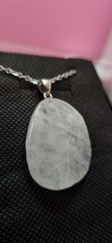 گردنبند استیل با آویز سنگ مون استون