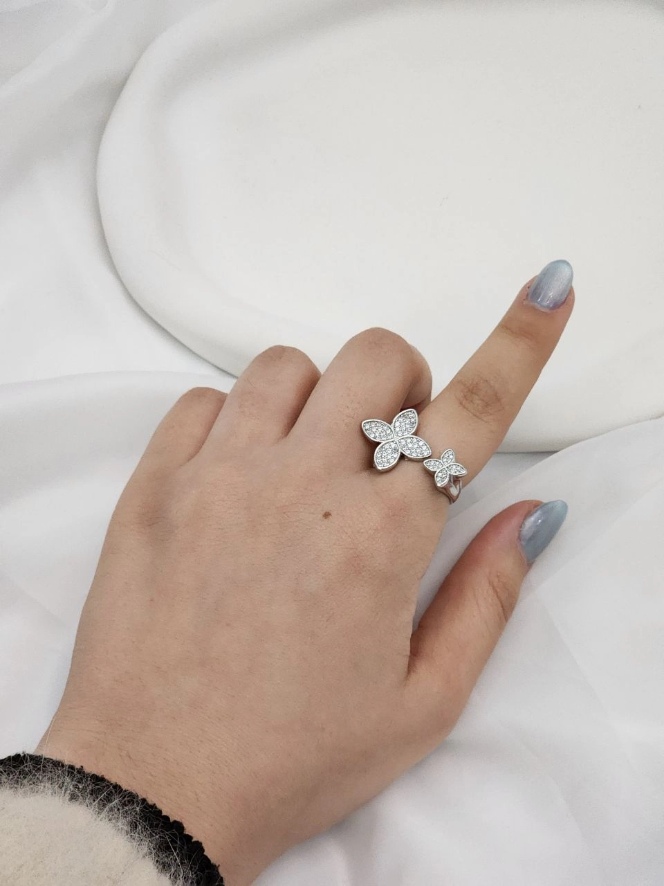 انگشتر استیل نقره ای آبکاری نقره