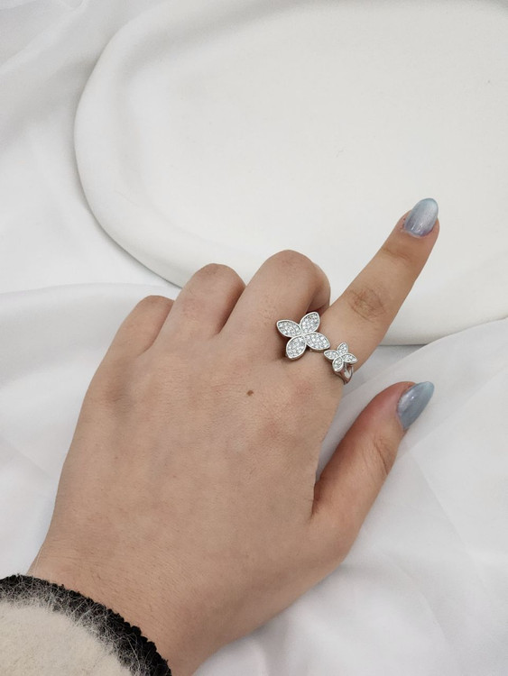 انگشتر استیل نقره ای آبکاری نقره