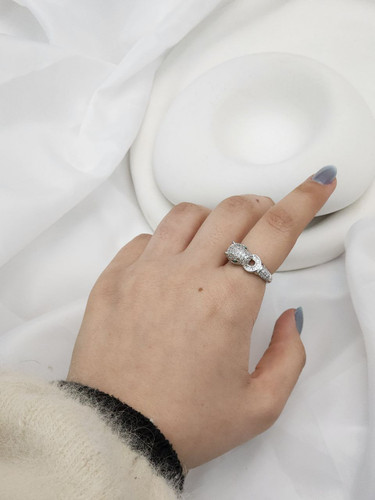 انگشتر استیل نقره ای وارداتی آبکاری نقره